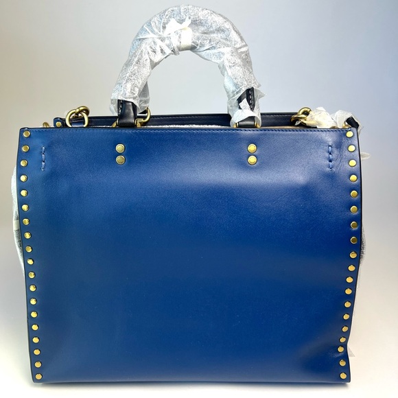 Coach Blue Rogue 30 Bag Colorblock with Gold Rivets CC381 - Picture 3 of 11